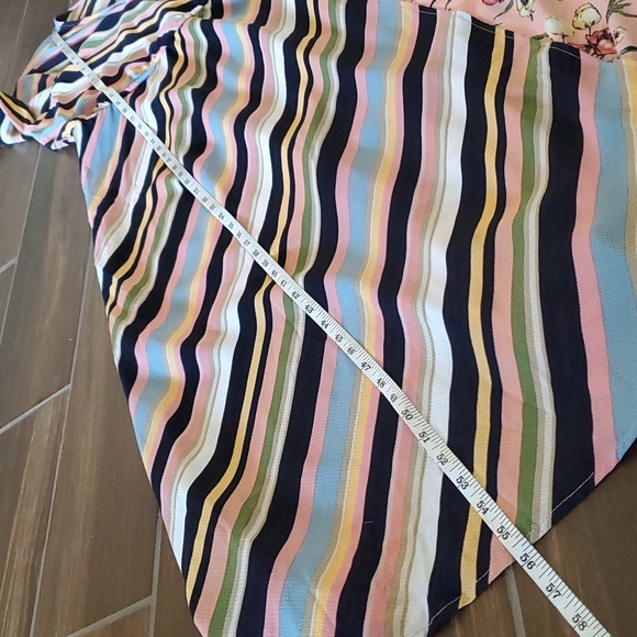 Fig & Flower Anthropologie Contrasting Stripe Floral Print Maxi Dress Women XL - Picture 10 of 10